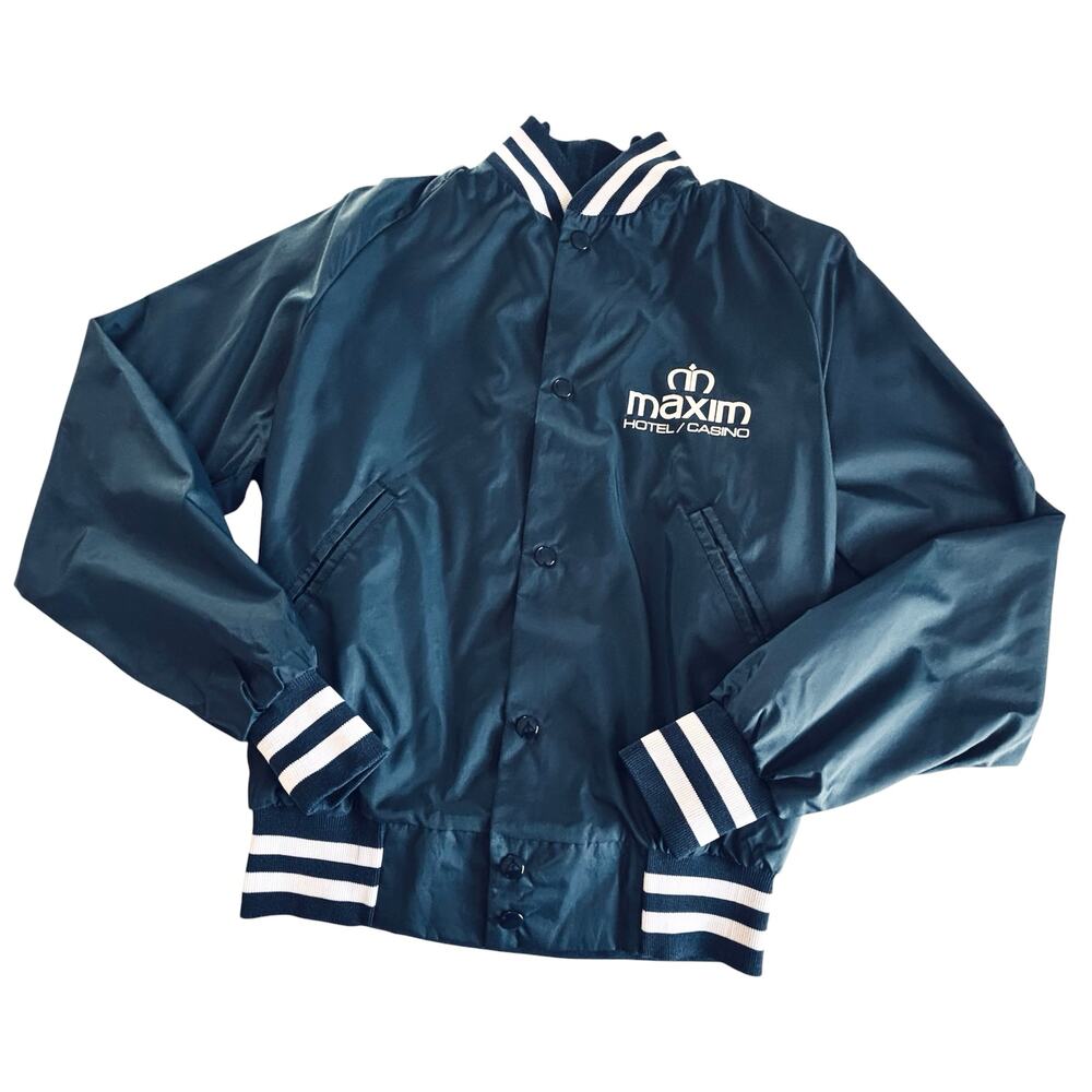 Vintage Maxim Hotel & Casino Las Vegas Nylon Varsity Style Bomber Jacket Small